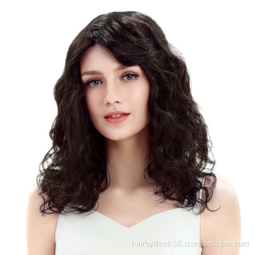 Wholesale Long Women water Weave  lace part wig High Quality Color high temperature fiber Synthetic Hair Wig With Bangs